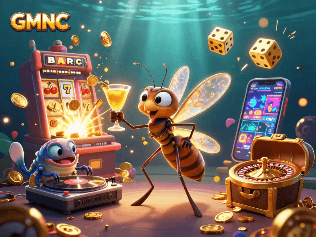 Experience GMNC excitement with a lively 3D casino scene showcasing dynamic characters and thrilling gaming elements.