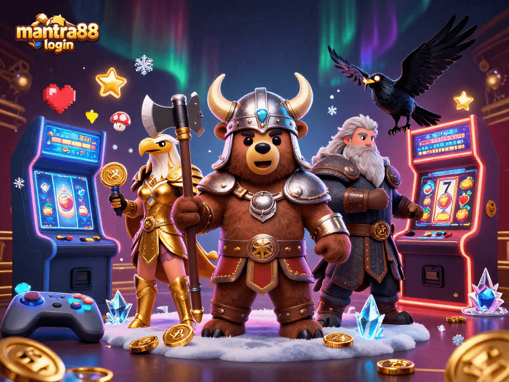 Engage in thrilling gameplay with mantra88 login at an exciting casino adventure illustration.