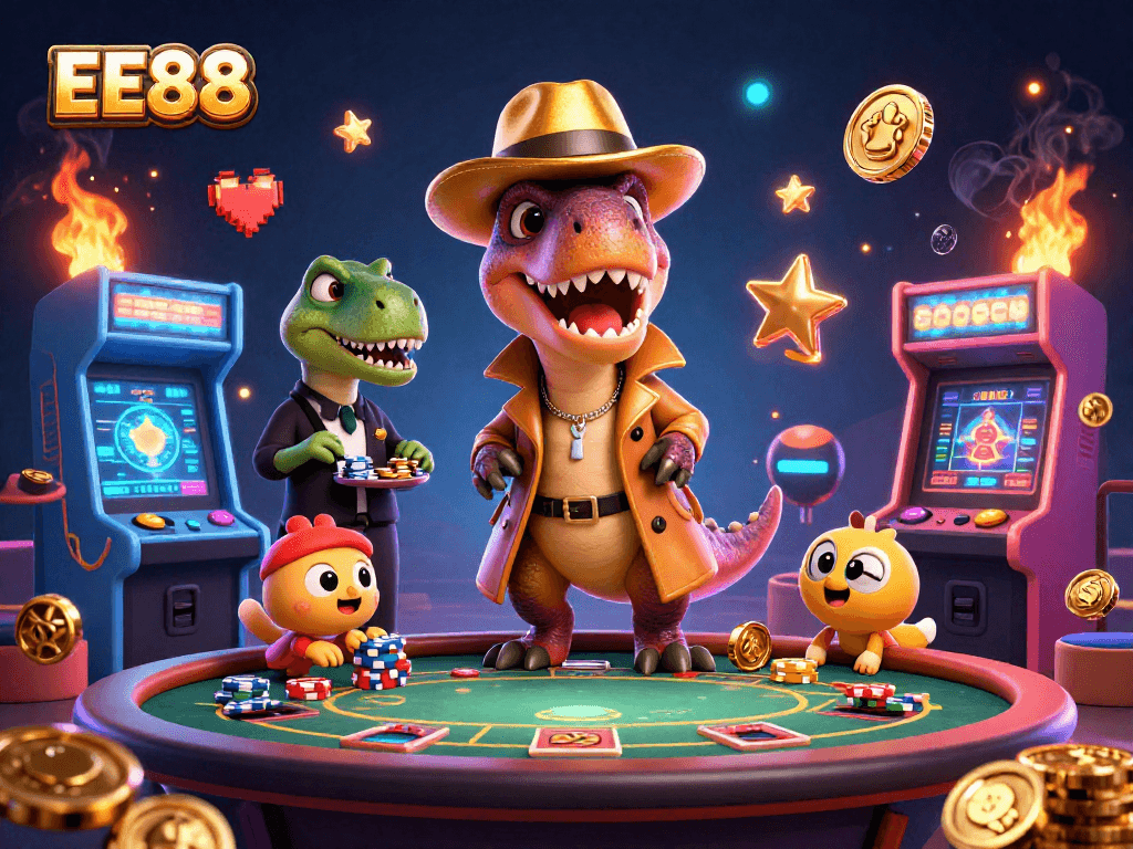 Catch exciting chips with EE88 while the velociraptor card counter plays blackjack!
