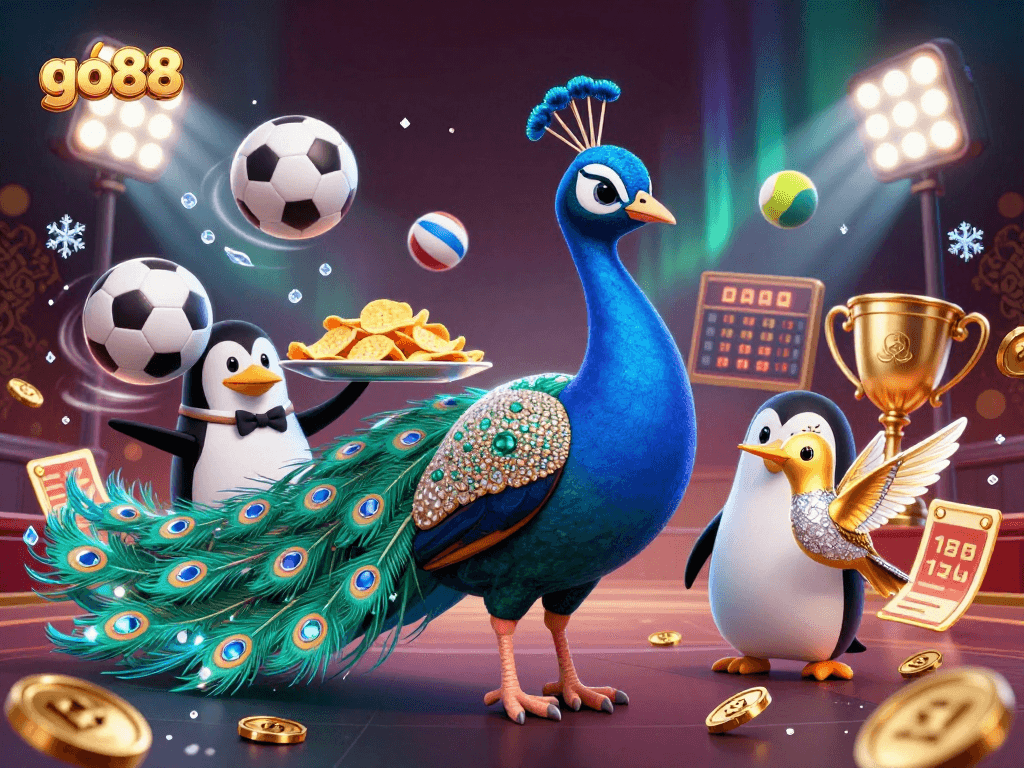 Engage with go88 and witness a vibrant 3D cartoon scene of sports betting excitement!