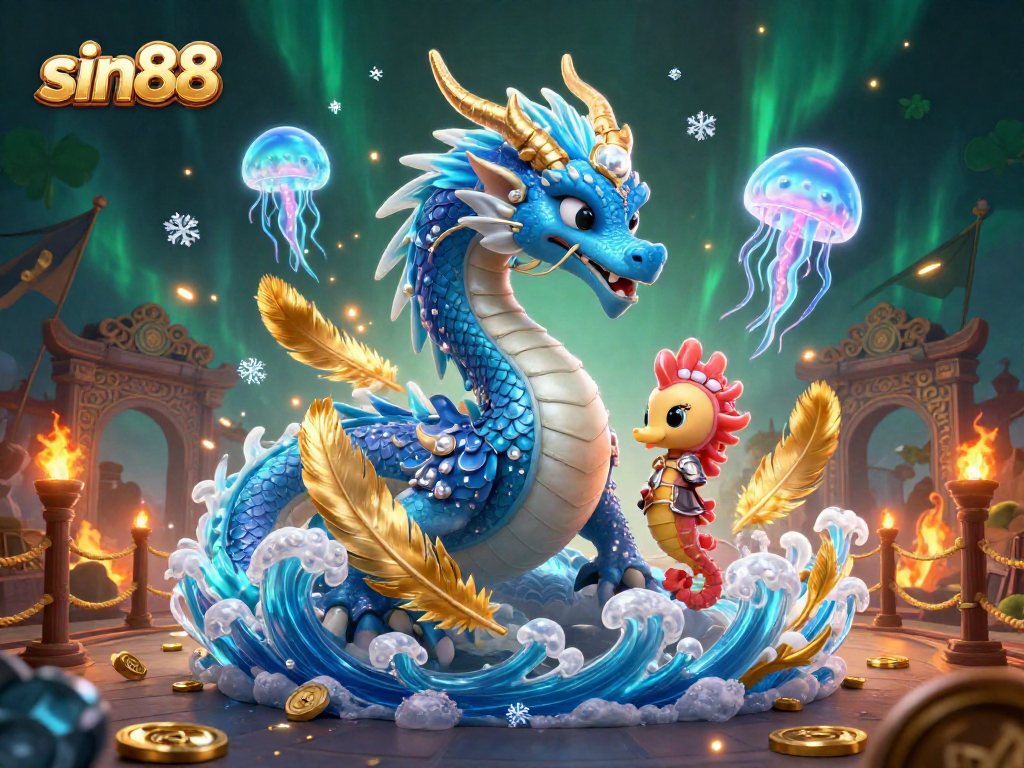 Engage with sin88 through a vibrant 3D illustration showcasing unique casino elements and characters.