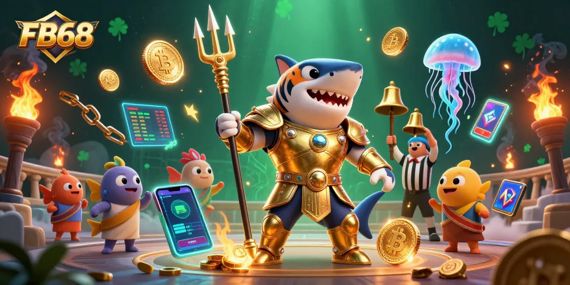 Engage in thrilling gameplay with FB68, featuring vibrant 3D casino elements and dynamic characters.