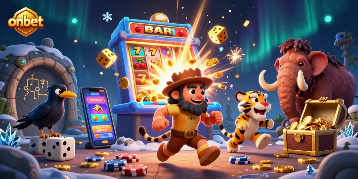 Engage with exciting games onbet offers in a vibrant prehistoric casino setting.