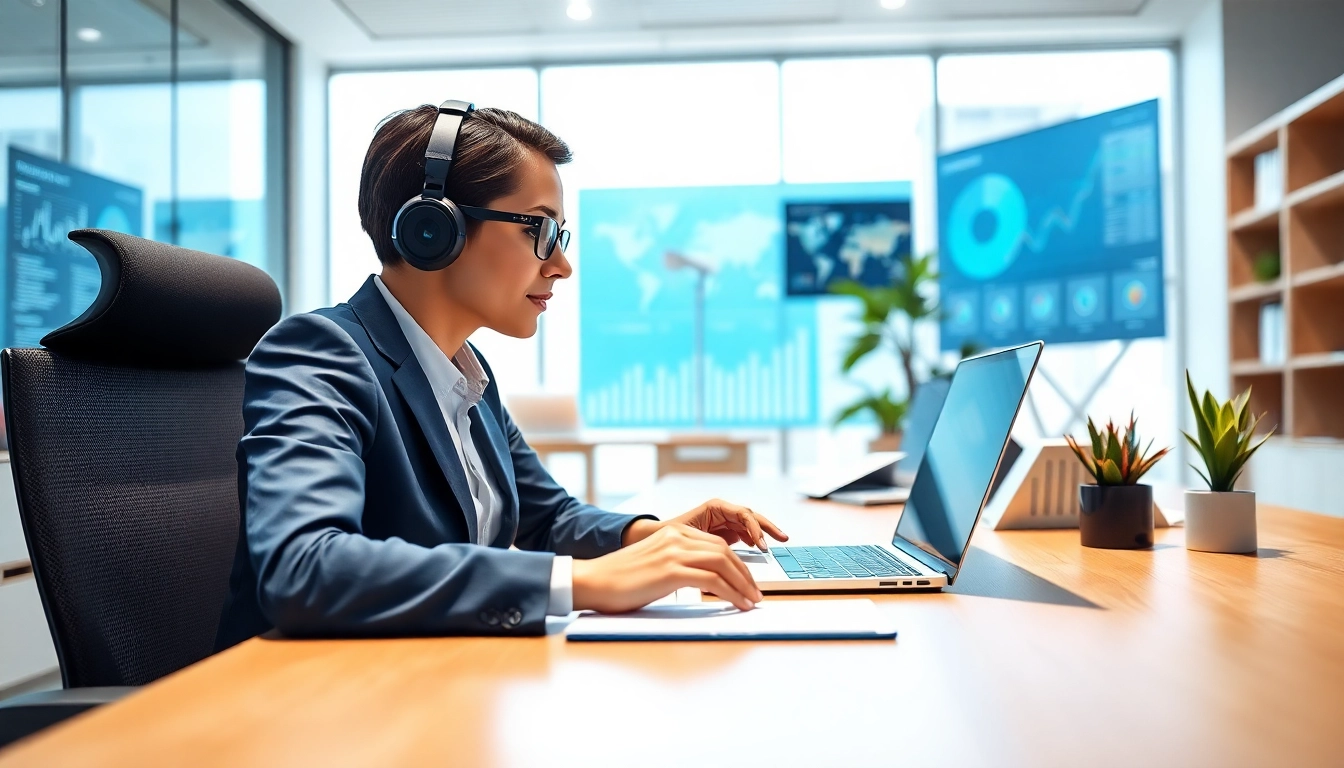 AI executive assistant alternative AI managing tasks in a modern office with advanced technology.