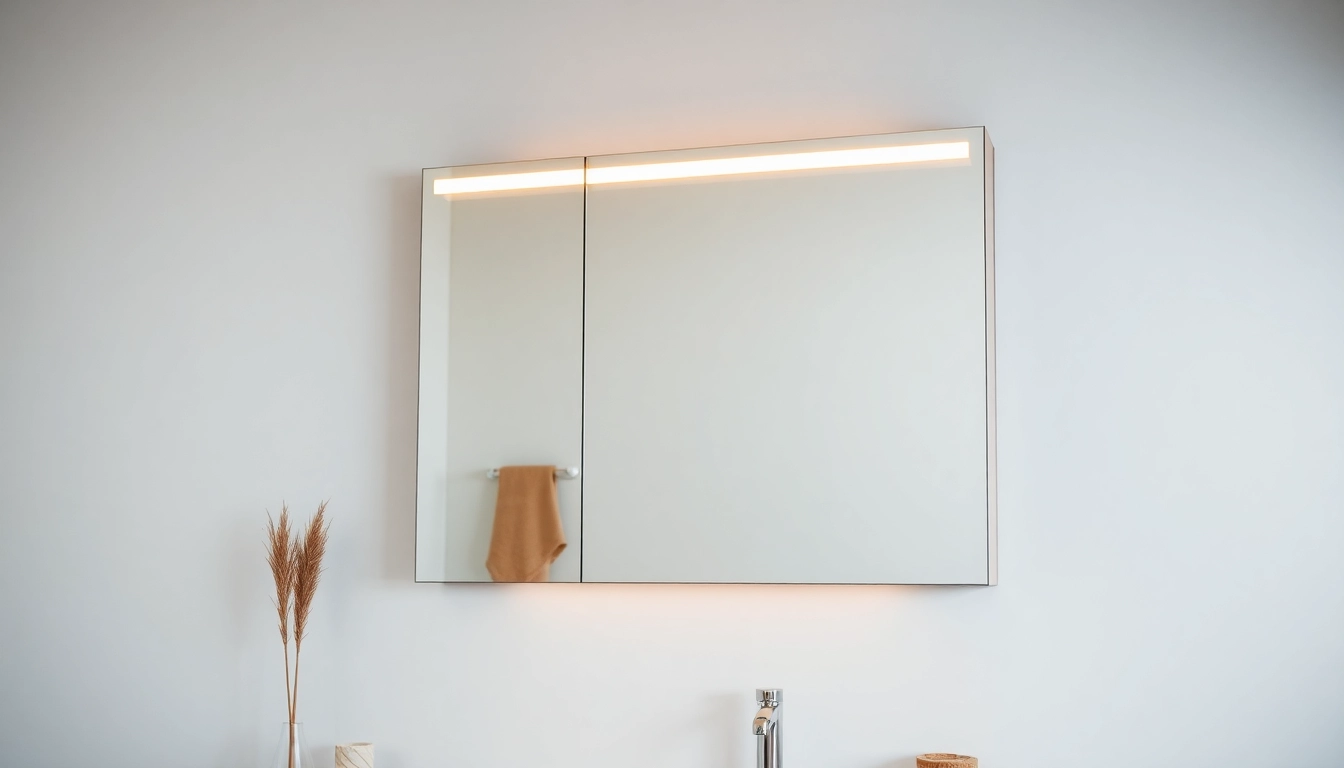 Elegante badezimmer spiegelschränke beleuchtung in einer modernen Badszene beleuchten das Innere.