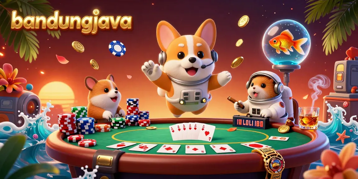Engage with the vibrant bandungjava casino scene featuring lively characters, poker chips, and thrilling game elements.