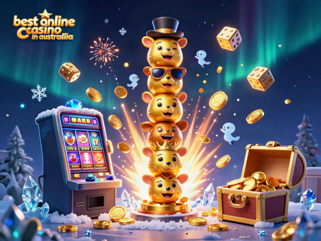 Spin to win at the best online casino in Australia with vibrant game elements and a colorful totem!
