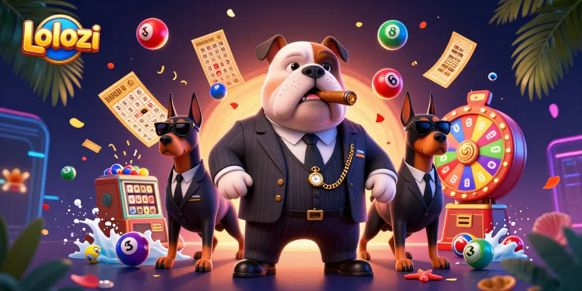 Lolozi showcases an exhilarating lottery scene with vibrant elements and cartoon mafia characters.