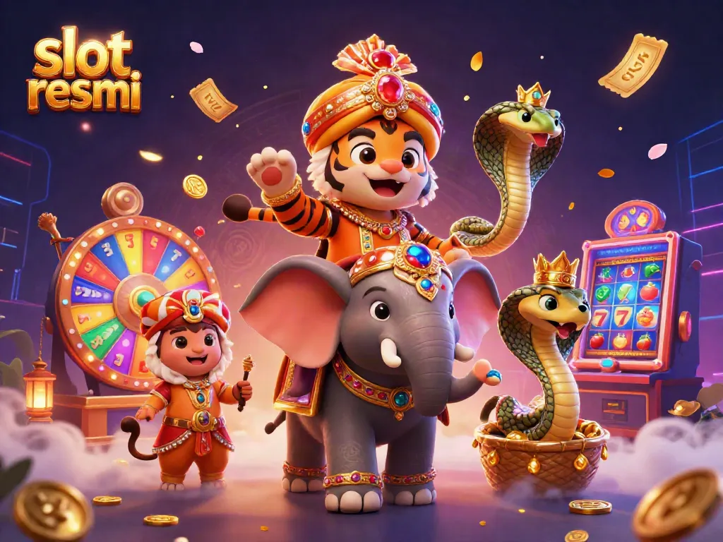 Experience the excitement of slot resmi with colorful slot reels and dynamic game elements in a vibrant 3D scene.