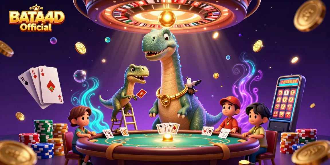 Experience casino excitement with the BATA4D Official 3D illustration featuring vibrant characters and gaming elements.