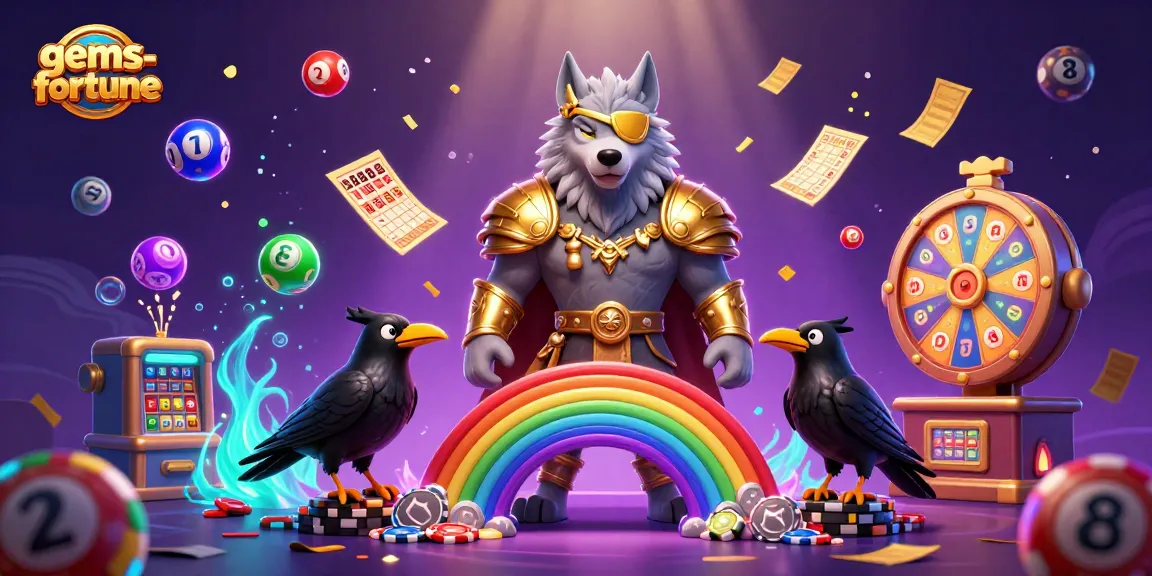 Win big with gems-fortune as Odin and his ravens guard the casino chip bridge.