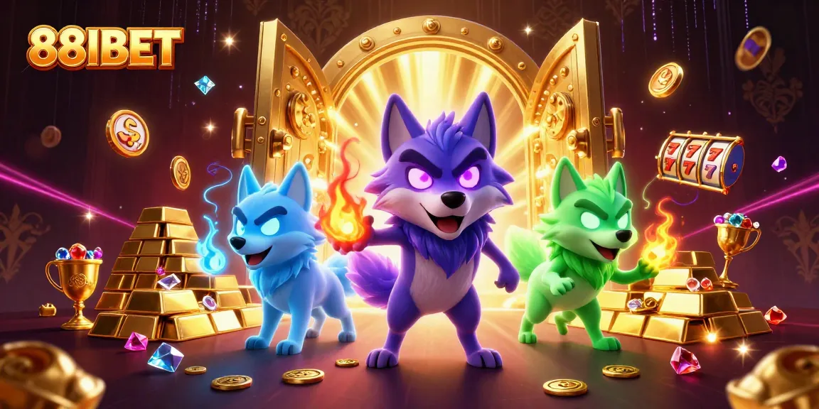 Engage with the thrilling world of 88I BET as shadow wolves guard sparkling treasures in a casino.