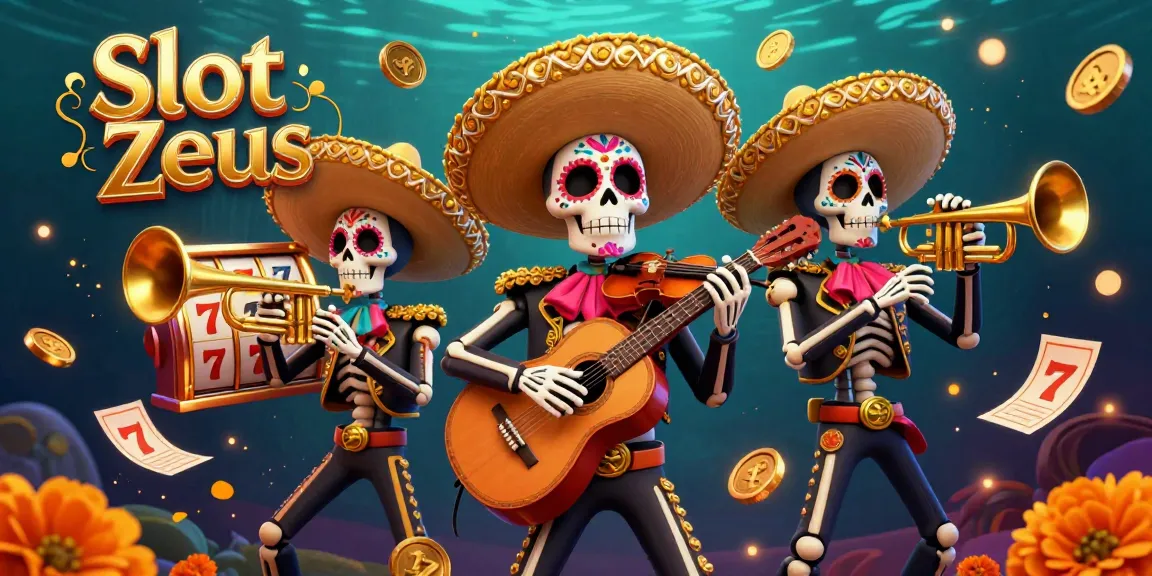 Slot Zeus menghadirkan band mariachi tengkorak yang meriah dikelilingi oleh elemen kasino yang menarik.
