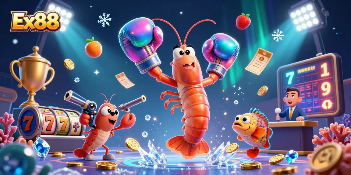 Engage with Ex88, featuring dynamic 3D casino characters and vibrant gaming elements, illustrating an exciting betting atmosphere.