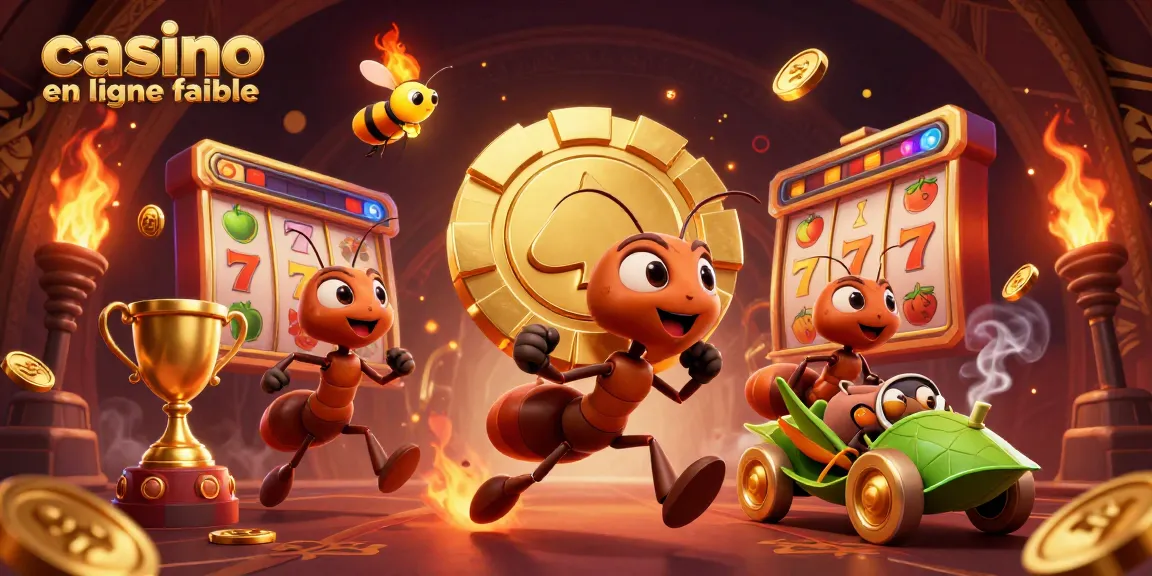 Visualisez un casino en ligne fiable avec un thème ludique d'ants volants brandissant une puce d'or.
