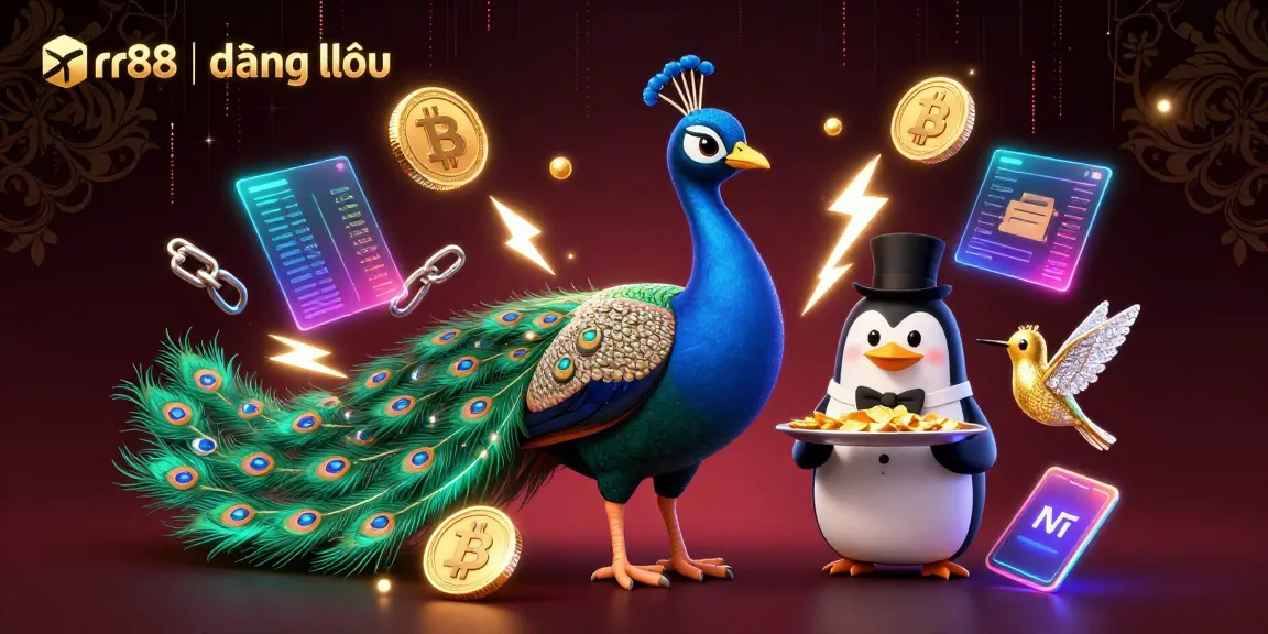 Experience gaming thrill at rr88 | đăng nhập with vibrant characters amid golden chips and crypto elements