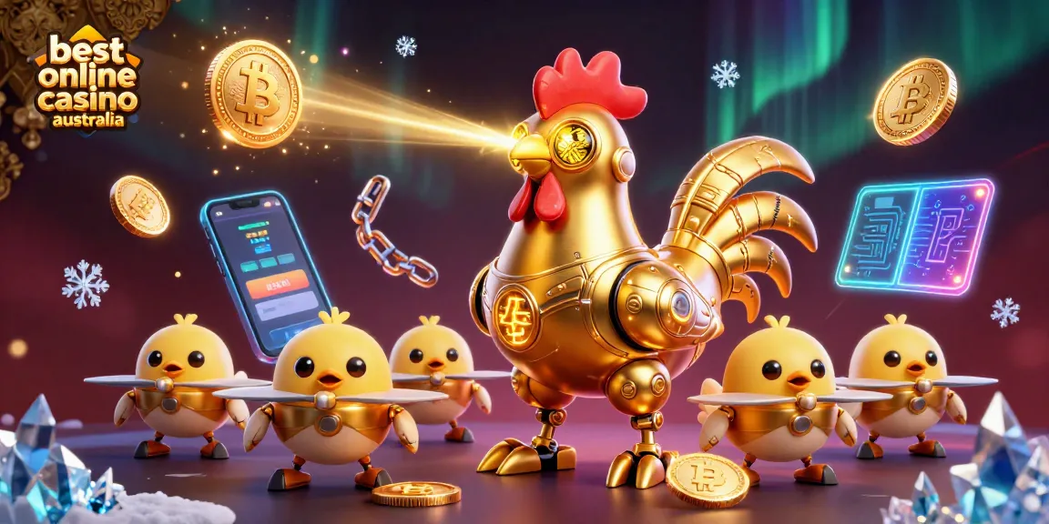 Engage with the best online casino Australia through a vibrant 3D illustration showcasing futuristic casino elements.
