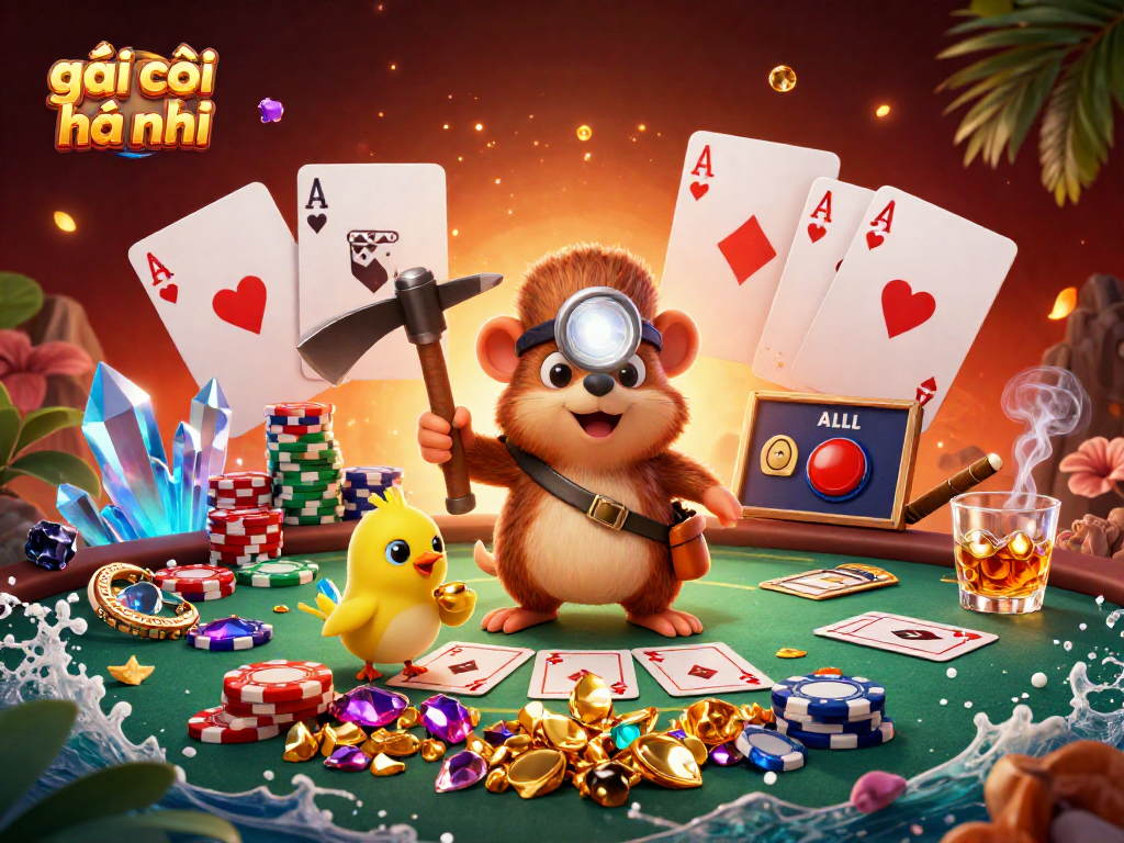 Engaging scene depicting gái gọi hà nội poker game featuring mining themes, vibrant characters, and rich details.