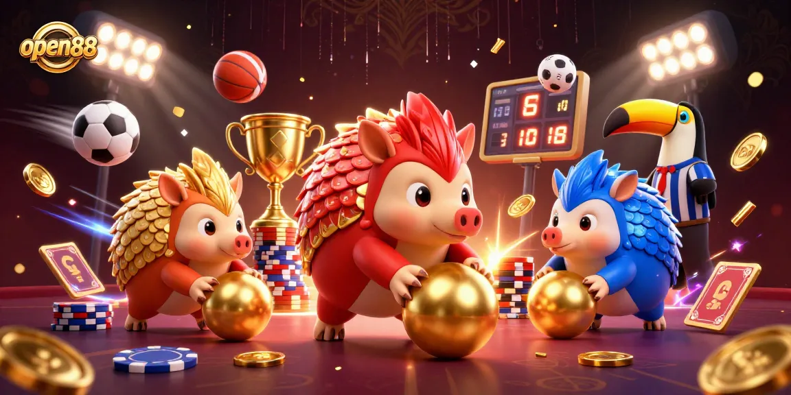 Engage with open88's thrilling casino action featuring vibrant pangolins in an energetic competition.