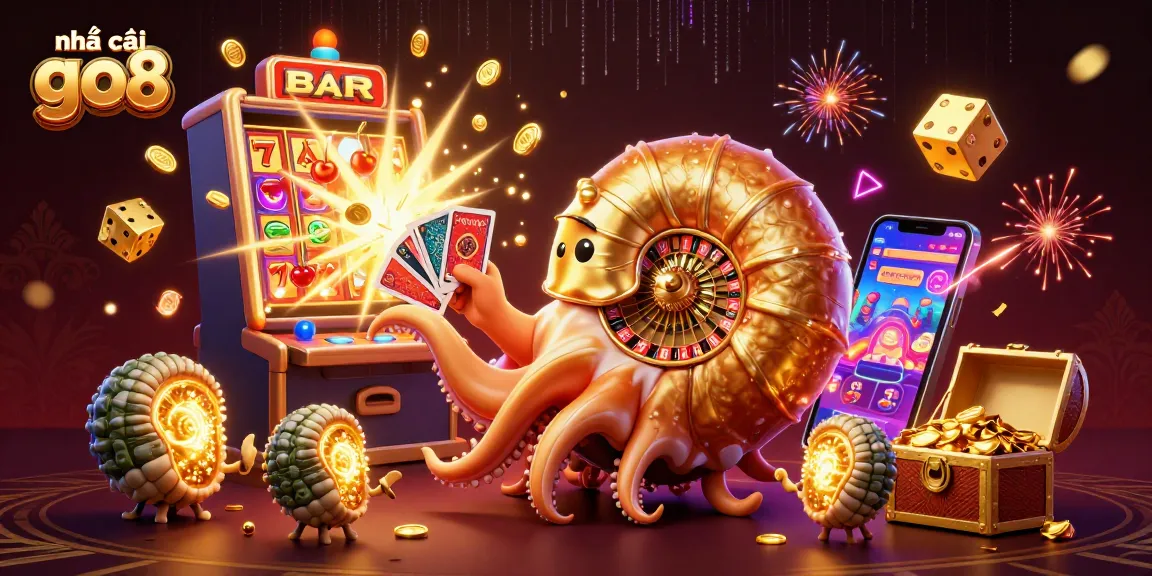 Engaging scene of nhà cái go8 featuring a giant nautilus roulette wheel with dynamic casino elements, highlighting exciting gameplay.