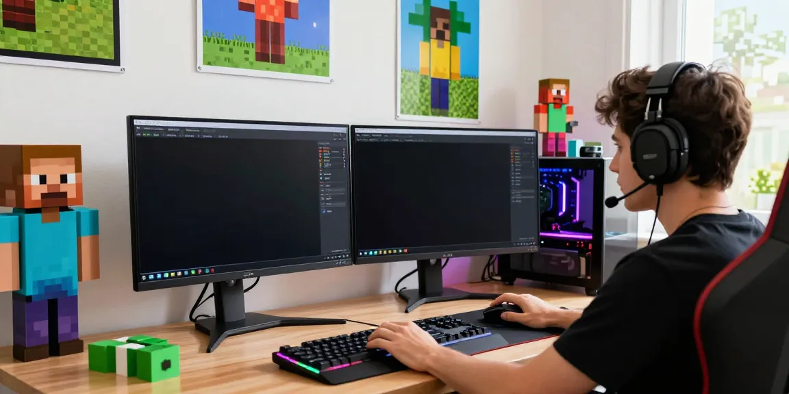 Dynamic gaming scene highlighting the Best Minecraft servers with a focused player and immersive setup.