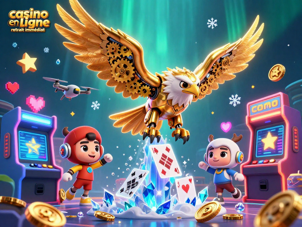 Découvrez un casino en ligne retrait immédiat avec une illustration dynamique et colorée représentant des gains rapides.