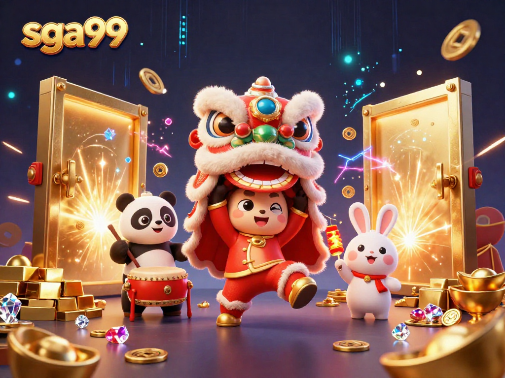 Experience the excitement of sga99 with an animated casino celebration featuring vibrant characters.