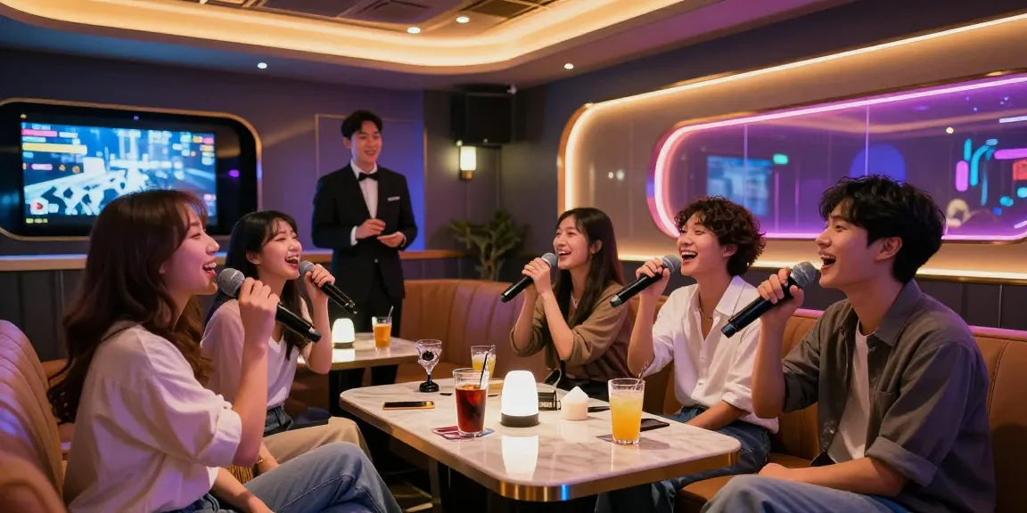 강남 달토 가라오케에서 즐겁게 노래하는 손님들 모습, https://daltorabbits.com/의 분위기를 담은 사진입니다.