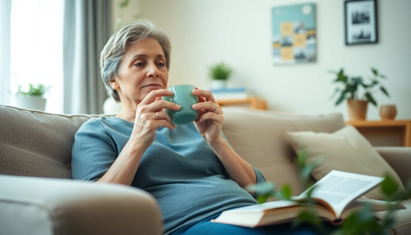 Family caregiver taking a break in home care, enjoying a peaceful moment of relaxation.