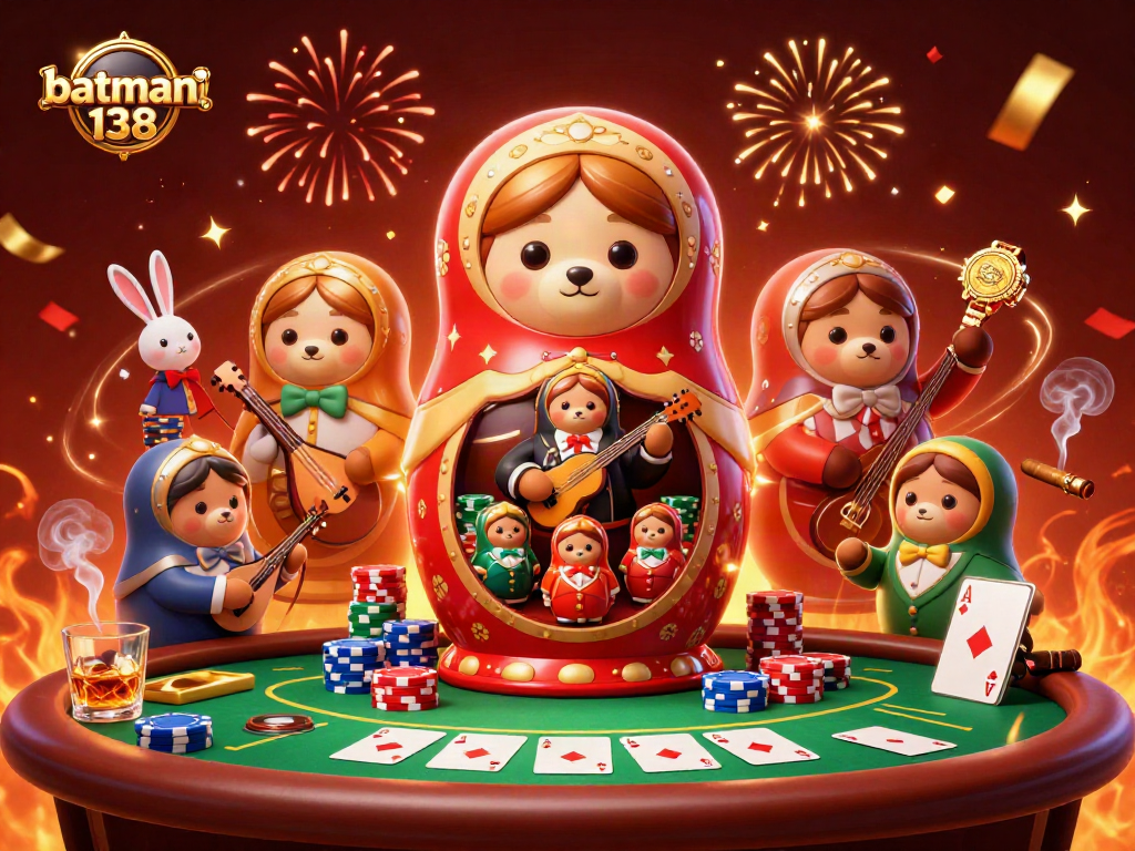 Experience exciting poker action with batman138's vibrant 3D illustration featuring dealers and casino elements.