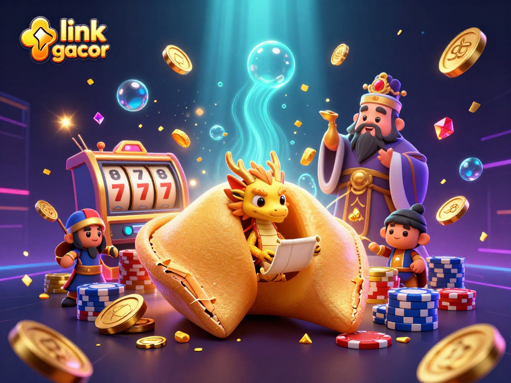 Experience thrilling adventures with link slot gacor featuring dynamic slot reels and vibrant casino elements in this captivating illustration.