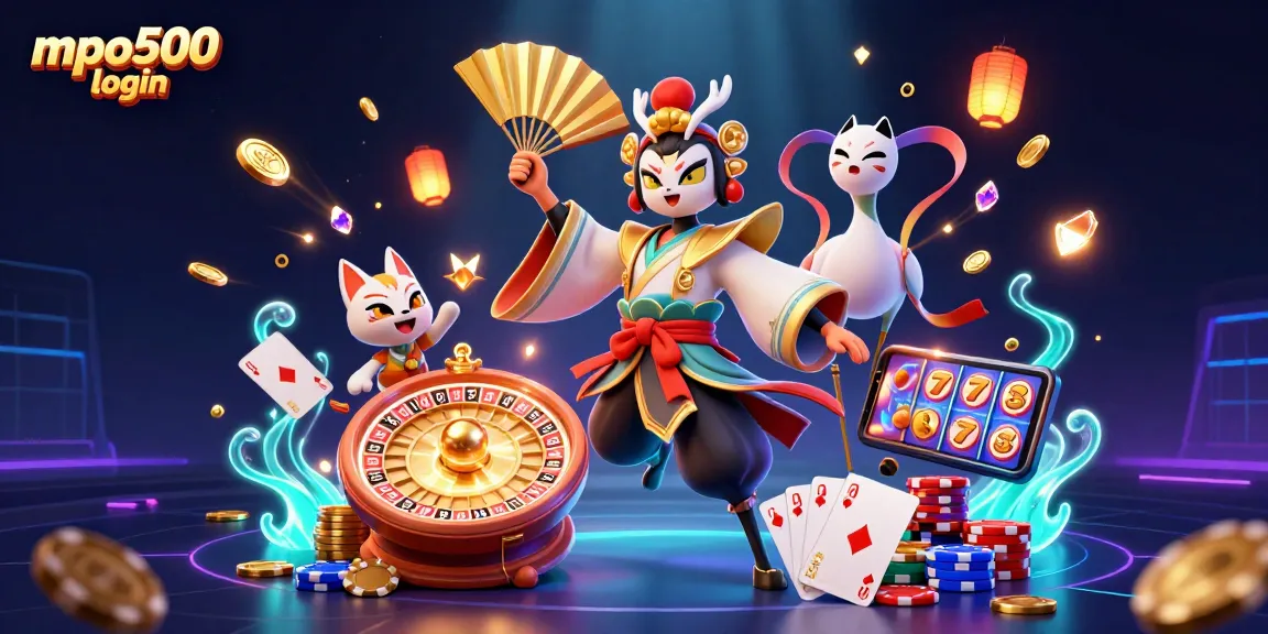 Experience excitement with mpo500 login as the kabuki warrior spins the roulette in a vibrant casino.