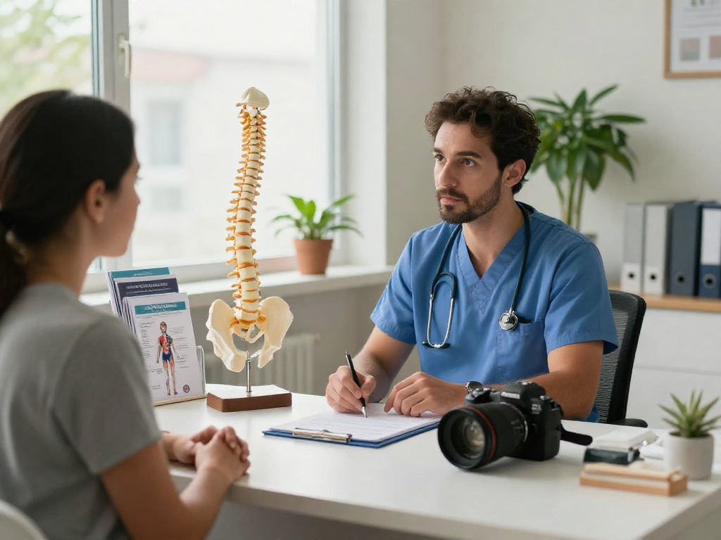 Compassionate discussion about bel kayması ameliyatı treatment options in a welcoming healthcare environment.