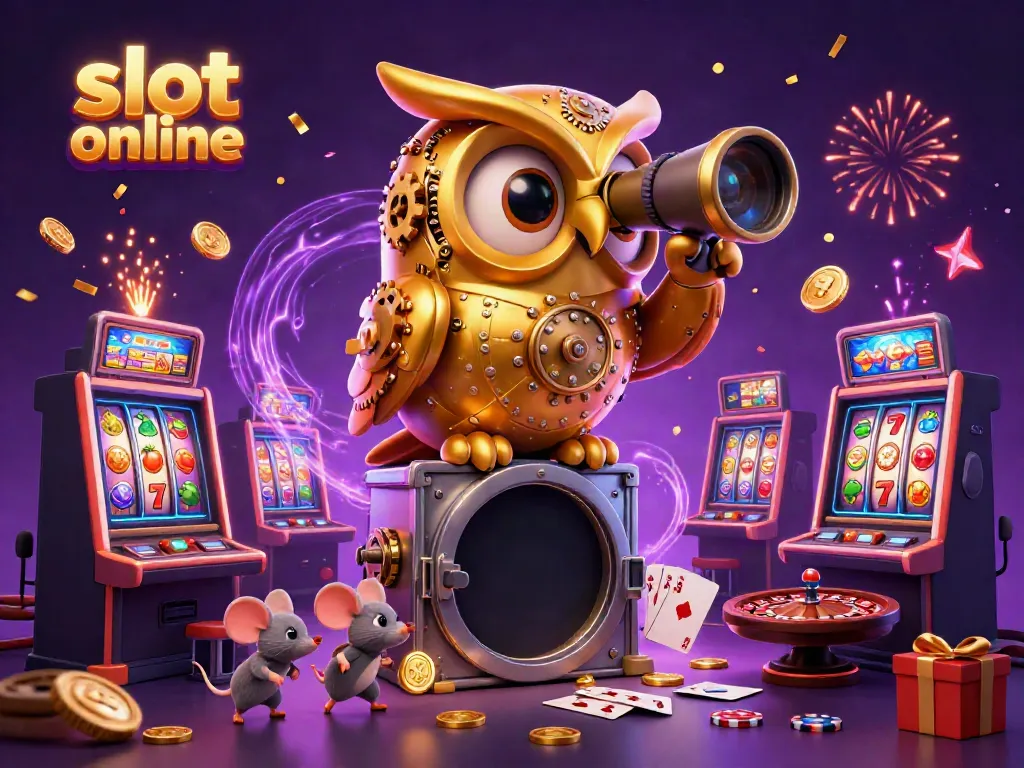 Engaging scene showcasing slot online action with a 3D owl spotting activity and exciting casino elements.