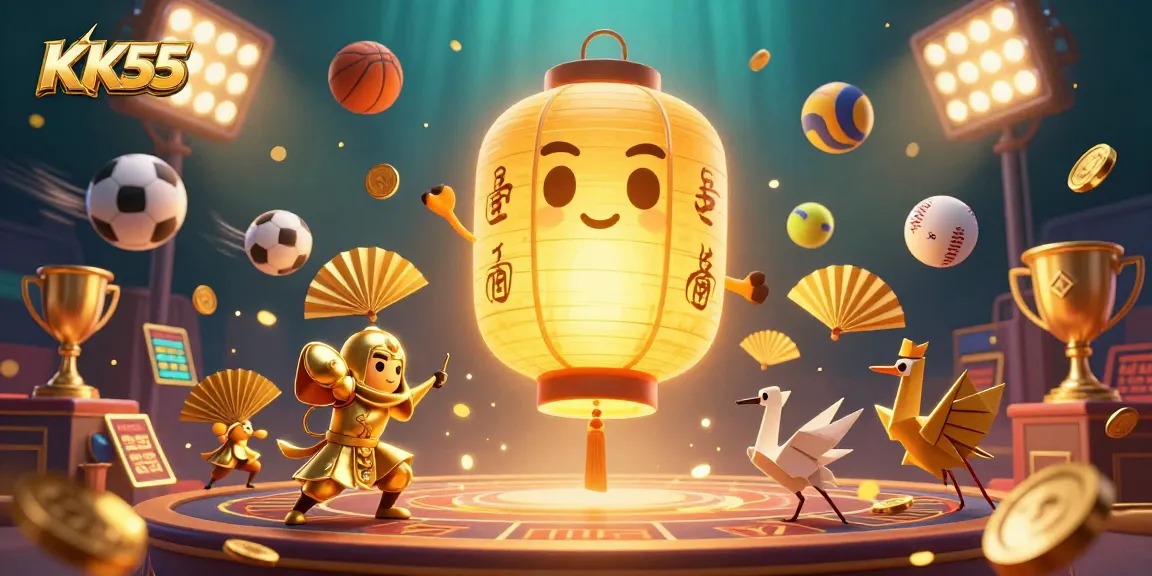 Engage in exciting betting adventures at KK55 with a lively casino scene featuring unique characters.