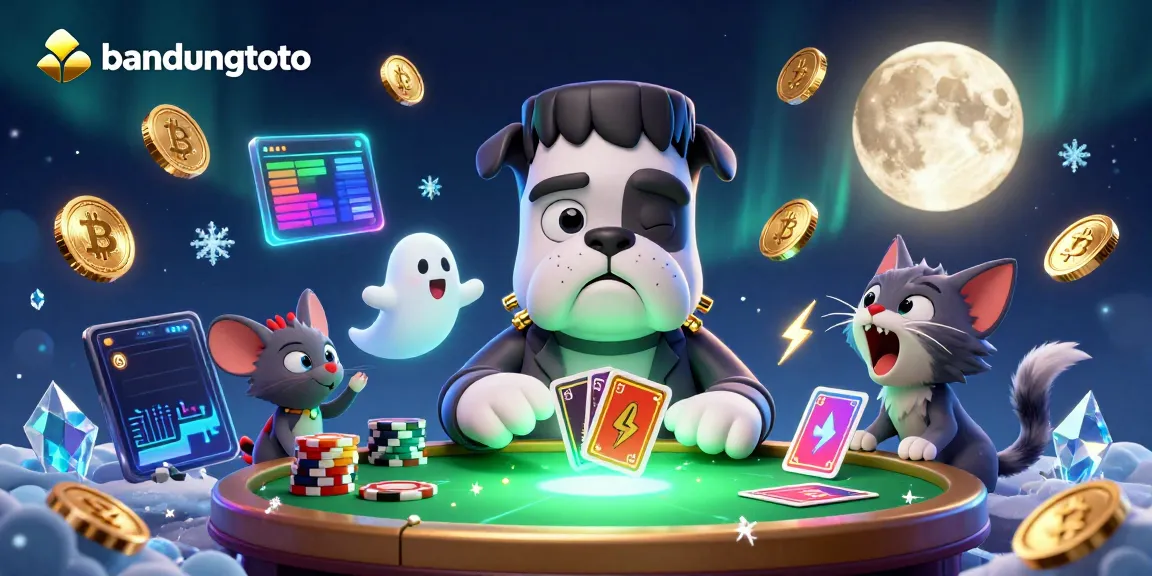 Bandungtoto showcases thrilling online gaming with whimsical characters at a neon-lit table