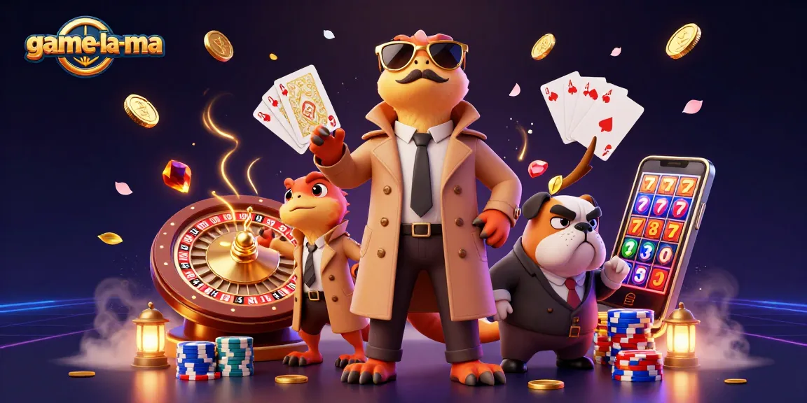 Experience game-la-ma as raptors dressed in a trench coat enter a casino with excitement.