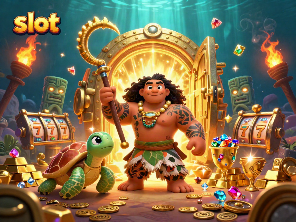 Menangkan slot dengan mesin slot yang dikelilingi harta karun, demigod, dan hewan laut.