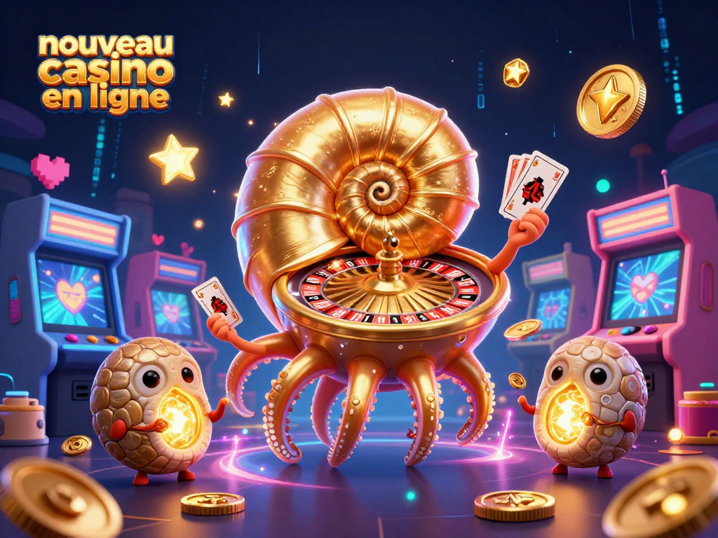 Révélez le monde coloré du nouveau casino en ligne avec un nautilus géant et des machines à sous brillantes.