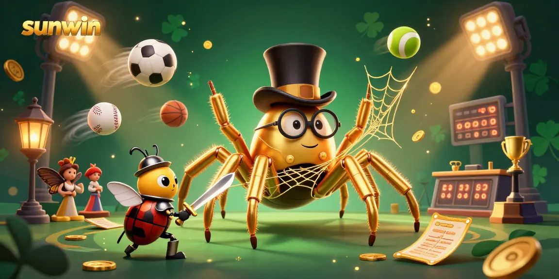 Engage with sunwin’s thrilling gaming scene, featuring a golden tarantula and sports elements.