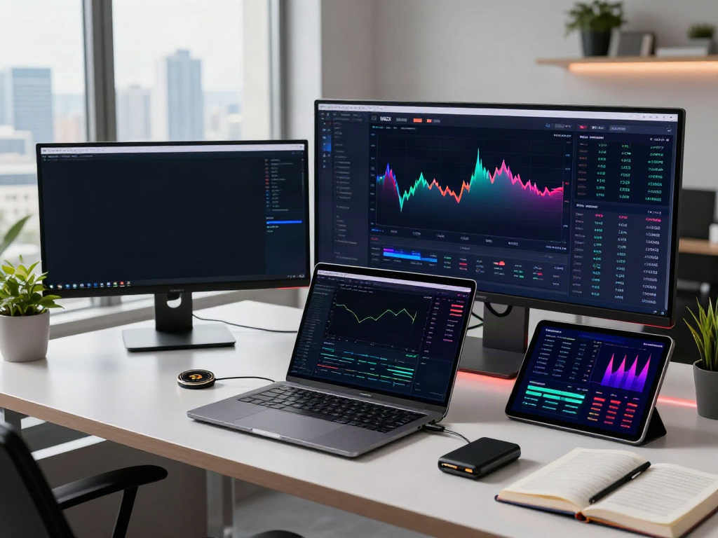 Connect to HKEX market data through cryptocurrency trading tools in a professional workspace.