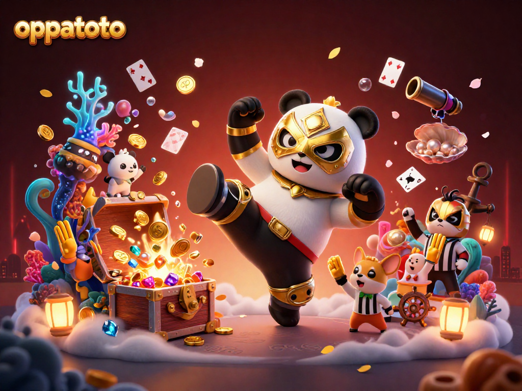 Experience thrilling fun with oppatoto as a panda wrestler and chihuahua referee energize the gaming scene.