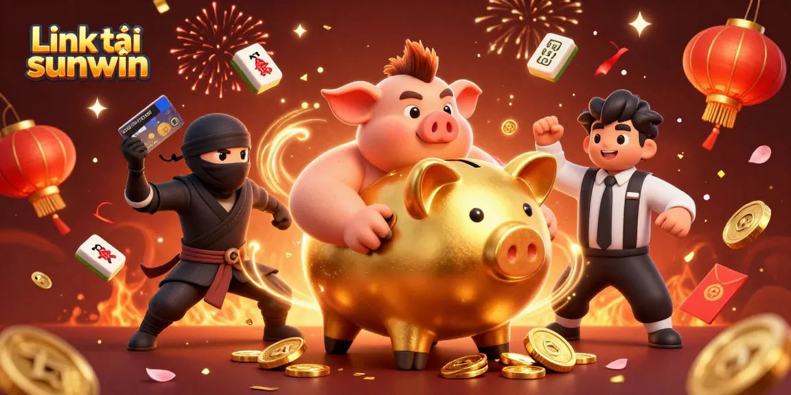 Experience the fun with the Link tải sunwin as characters celebrate wins in a vibrant casino scene.