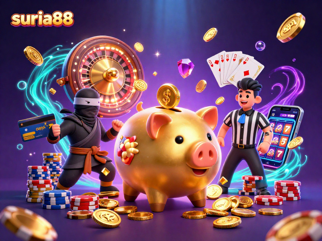 Play exciting games at suria88 featuring vibrant characters and rich casino elements.