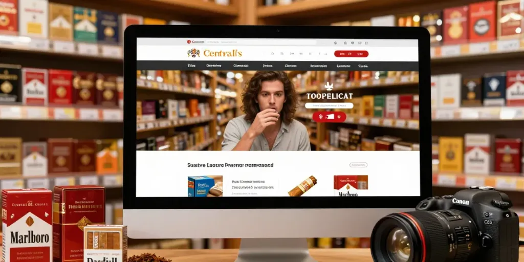 Engaged customer exploring top smoke and tobacco cigarettes online wholesale at Cigarette Central.