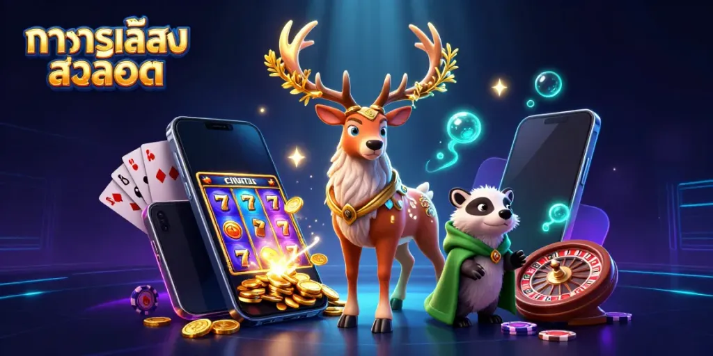 ทดลองเล่นสล็อต ด้วย 3D สัตว์มายาในฉากคาสิโนสุดอลังการ