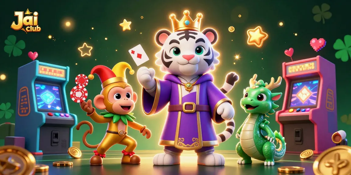 Experience the thrill of the Jai club with a vibrant, dynamic 3D casino scene featuring playful characters and gaming elements.