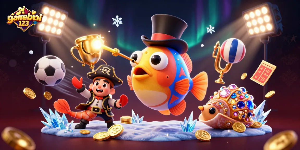 Engage in thrilling gameplay with gamebai123, featuring playful deep-sea characters vying for gold.