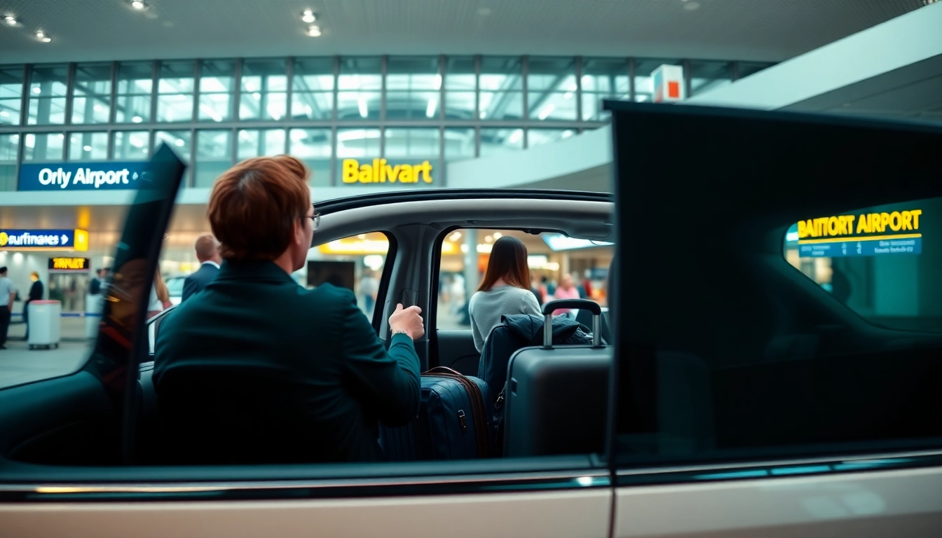 Passengers enjoying an Orly Airport to Paris Transfer with a professional driver in modern vehicle.