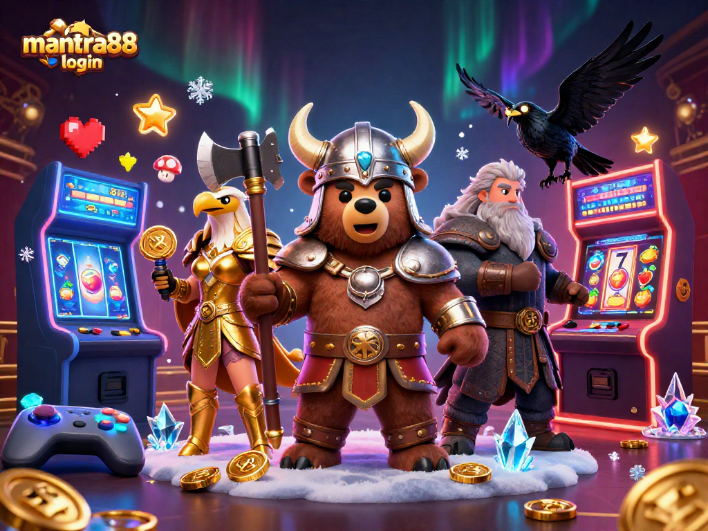 Engage in thrilling gameplay with mantra88 login at an exciting casino adventure illustration.